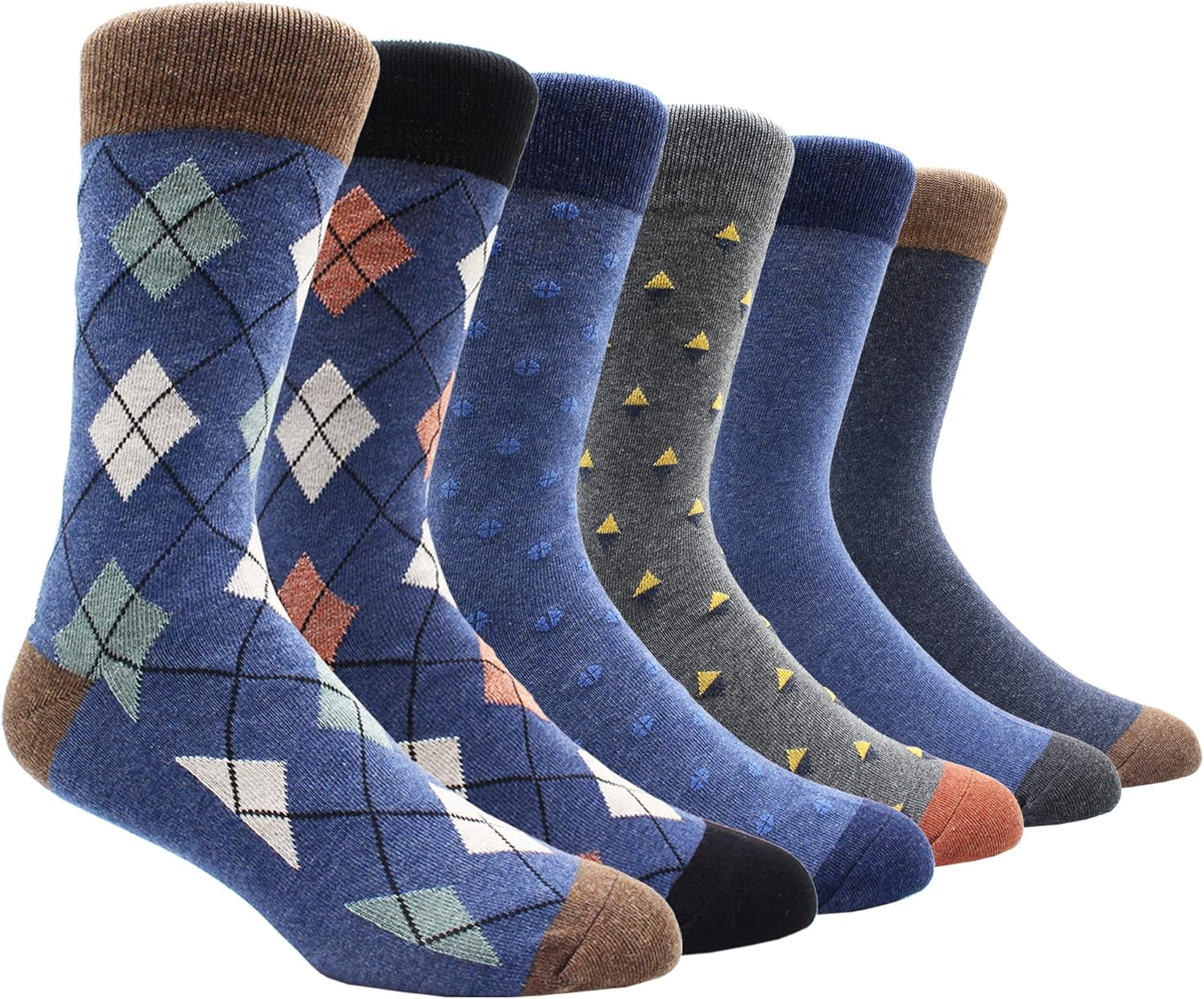 Mens Fun Dress Socks， Pattern Funny Casual Socks Pack， Colorful Striped Cotton Novelty Socks Size 10-13