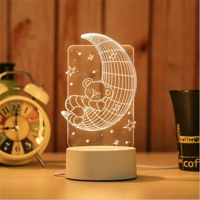 Cartoon 3D Novelty Light LED Lights Kids Baby Children Bedroom 3D Lamp LED Lights Soft Light Birthday Gifts Night Lamps