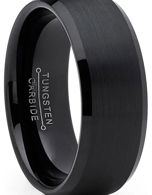 Load image into Gallery viewer, Men&#39;S Solid Black Tungsten Wedding Band Ring Dome 8MM Comfort-Fit
