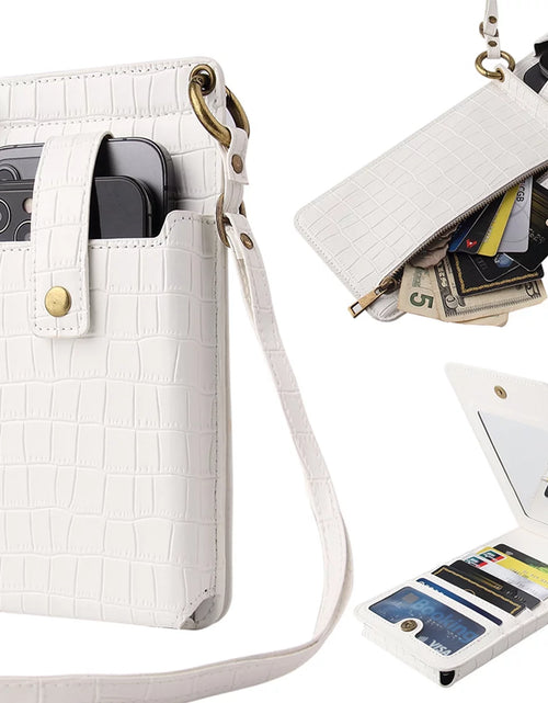 Load image into Gallery viewer, Crossbody Cell Phone Bag for Women, Shoulder Purse Card Wallet Pouch with Credit Card Slots and Mirror
