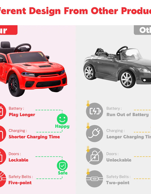 Load image into Gallery viewer, Dodge Electric Ride on Cars for Kids, 12V Licensed Dodge Charger SRT Powered Ride on Toys Cars with Parent Remote Control, Electric Car for Girls 3-5 W/Music Player/Led Headlights/Safety Belt, Red
