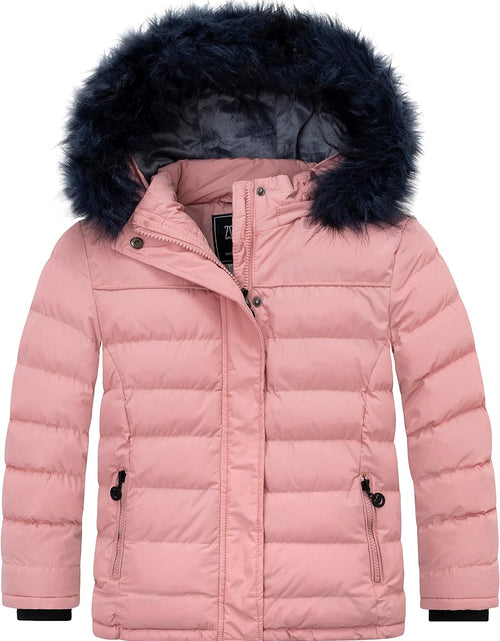 Load image into Gallery viewer, Girls&#39; Water Resistant Puffer Jacket Soft Fleece Lined Padded Hooded Winter Coat
