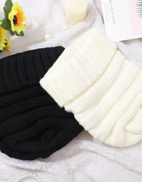 Load image into Gallery viewer, 2 Pack Slouch Knit Hats for Women, Womans Winter Hats, Beanie Cap for Woman, Warm Chunky Knitted Cap for Men and Woman
