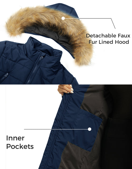 Load image into Gallery viewer, Women&#39;S Long Parka Winter Jacket Fur Hooded Quilted Lined Coat Beige XL
