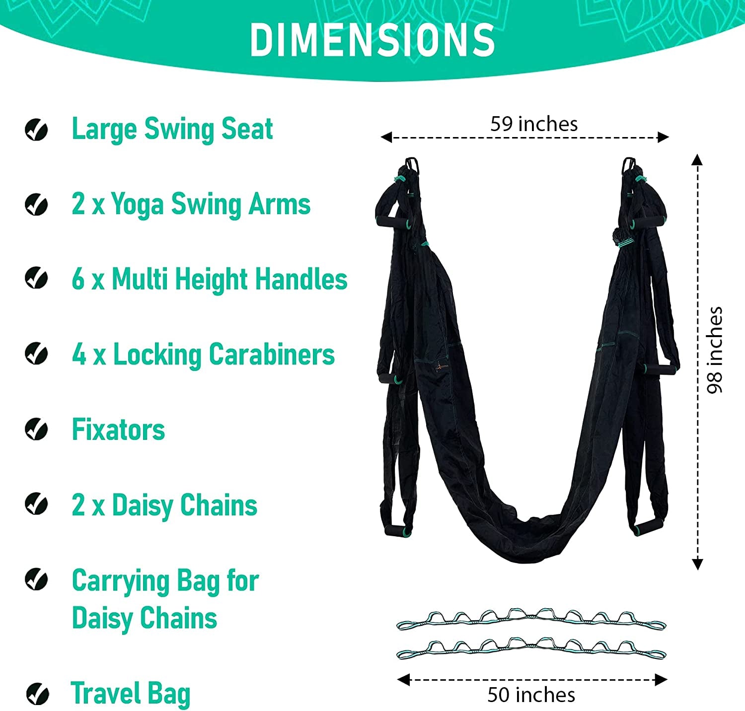 Premium Aerial Hammock anti Gravity Yoga Swing Kit - Acrobat Flying Sling Set for Indoor and Outdoor Inversion Therapy