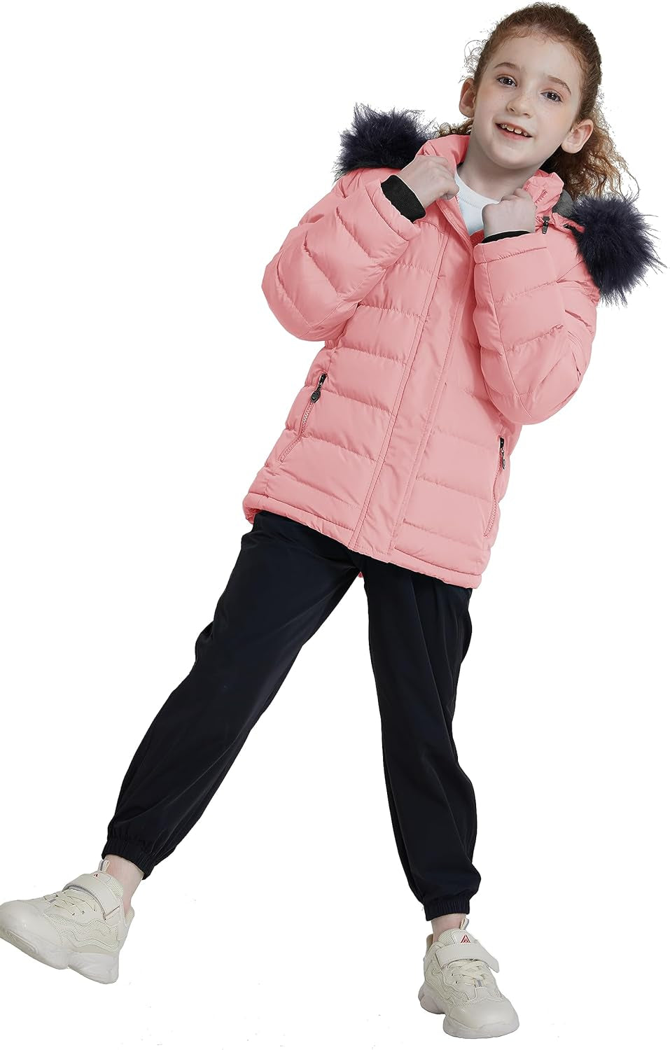 Girls' Water Resistant Puffer Jacket Soft Fleece Lined Padded Hooded Winter Coat