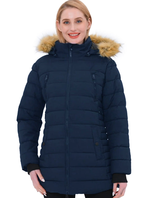 Load image into Gallery viewer, Women&#39;S Long Parka Winter Jacket Fur Hooded Quilted Lined Coat Beige XL
