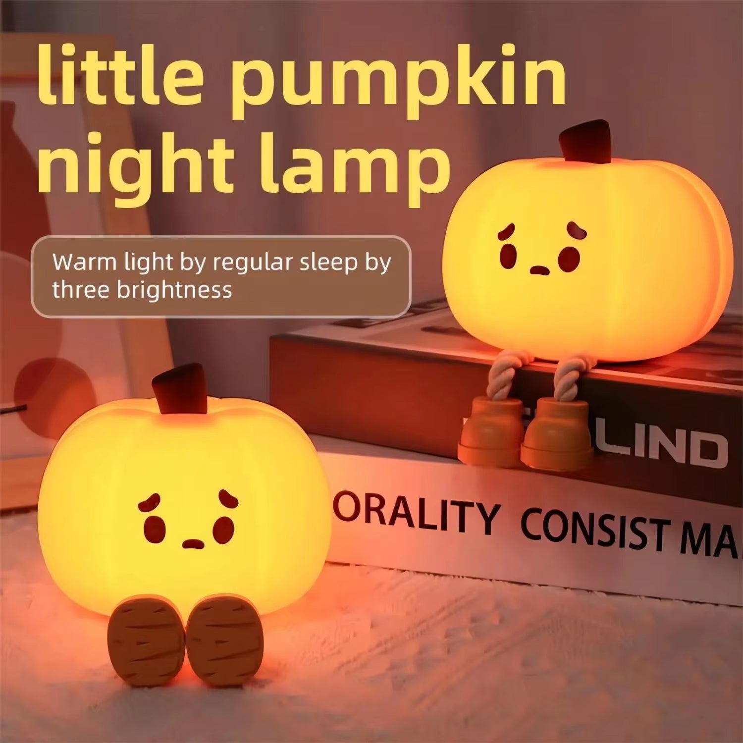 New Adorable Cute Soft Pumpkin Halloween Night Lights - Dimmable Timing Bedside Decor for Halloween - Safe Silicone Lamp Decorat