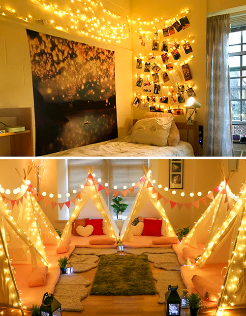 Load image into Gallery viewer, 220V EU Plug 33Ft 100 LED Warm White String Lights Bedroom 8 Modes Christmas Lights Indoor Christmas String Lights
