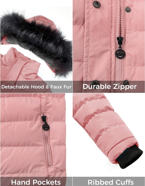 Load image into Gallery viewer, Girls&#39; Water Resistant Puffer Jacket Soft Fleece Lined Padded Hooded Winter Coat
