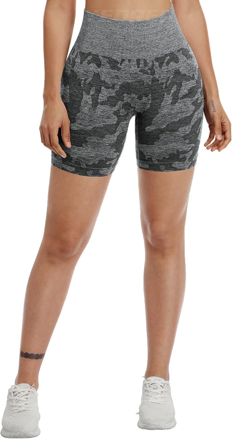 Women Seamless Camo Shorts High Waisted Gym Yoga Workout