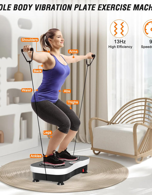 Load image into Gallery viewer, Vibration Plate Exercise Machine Whole Body Vibration Machine with Remote Control for Pain Relief, Lymphatic Drainage, Weight Loss(3 Resistance Loops/Resistance Bands)
