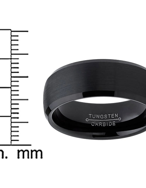 Load image into Gallery viewer, Men&#39;S Solid Black Tungsten Wedding Band Ring Dome 8MM Comfort-Fit
